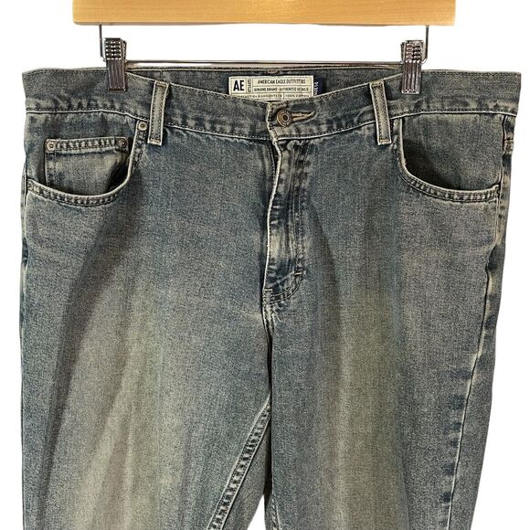 AEO Womens Blue Jeans SIZE 14 100% Cotton American Eagle Outfitters Flare Denim - Picture 2 of 11